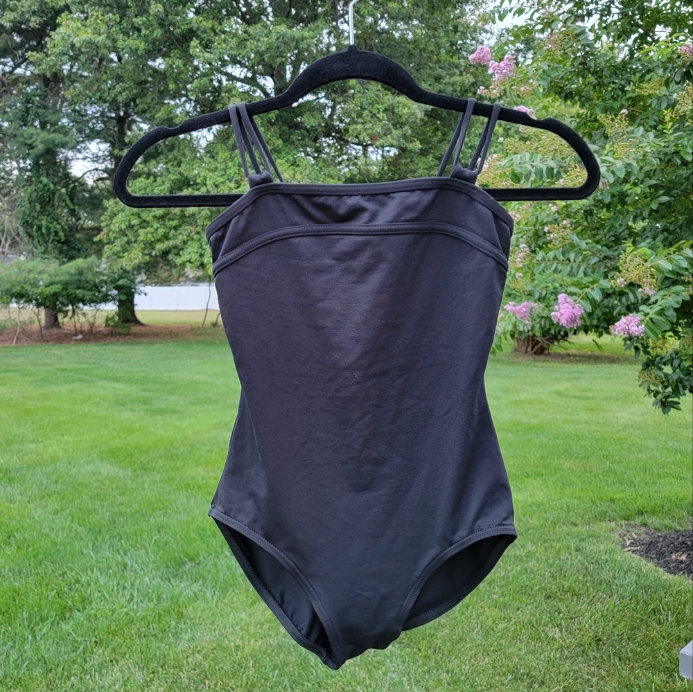 Harmonie Bodywear Black Bodysuit Leotard Small Solid Ballet Pointe Gymnastics